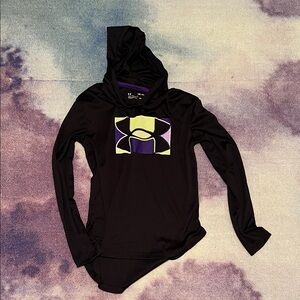 Under Armour Black Hoodie with Yellow and Purple Logo